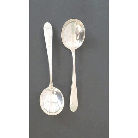 S. KIRK & SON Sterling Silver ''Wadefield" Monogrammed Soup Spoons - Picture 2 of 7